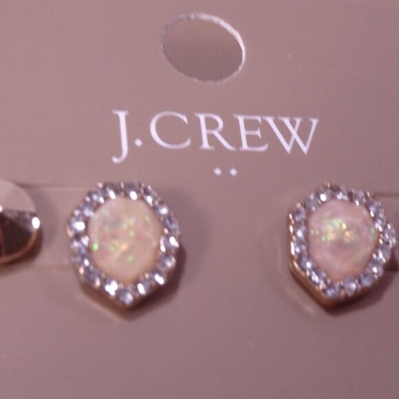 J.Crew Gold Pyramid Stud earrings Pink Pave Dainty Stud earrings set of 2 NWT 44 - Picture 6 of 8